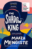 Book cover of "The Shadow King," featuring a sillhouette image of an Ethiopian girl with afro style hair. On her face are the words "The Shadow King."